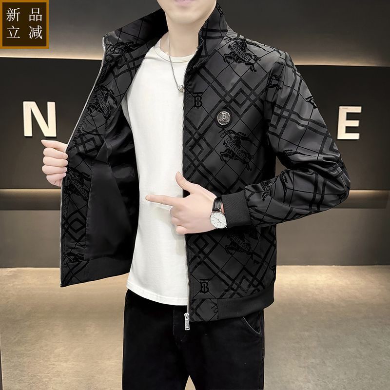 品质高档男士夹克春秋新款休闲潮流百搭立领男装时尚外套帅气显瘦