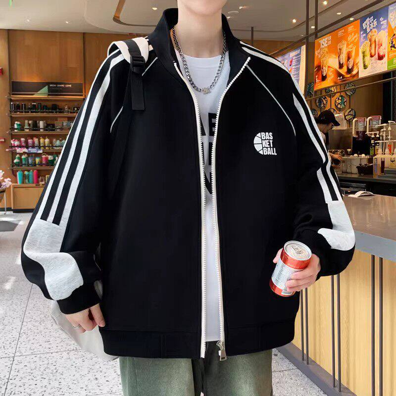 春秋季潮牌初高中生立领开衫夹克外套男青少年帅气休闲运动棒球服