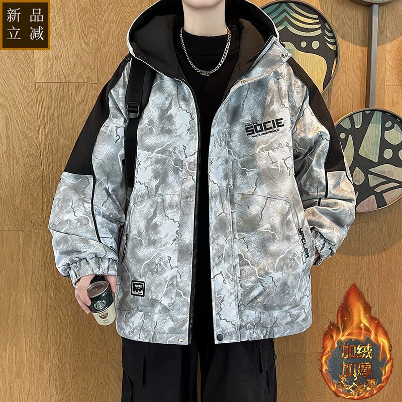 品质秋冬季加绒加厚棉服外套潮流学生青少年棉衣韩版时尚帅气宽松