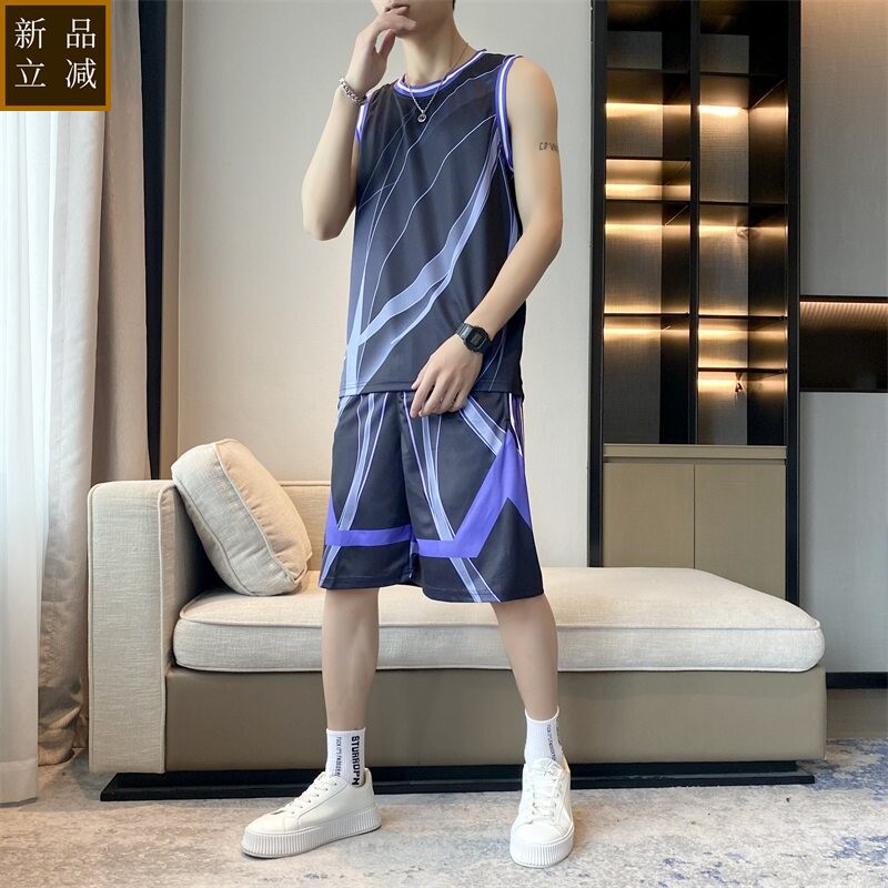 新款篮球服男款冰感速干无袖背心男生可印字比赛训练专业球衣套装