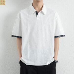 高级感拼接polo衫男款夏季2026新款半袖潮牌宽松休闲翻领短袖t恤