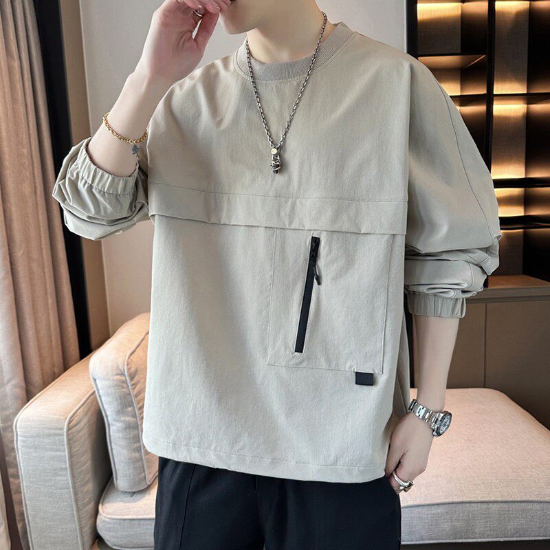 长袖t恤男士春秋季打底衫薄款机能风秋装上衣服潮牌男款圆领卫衣