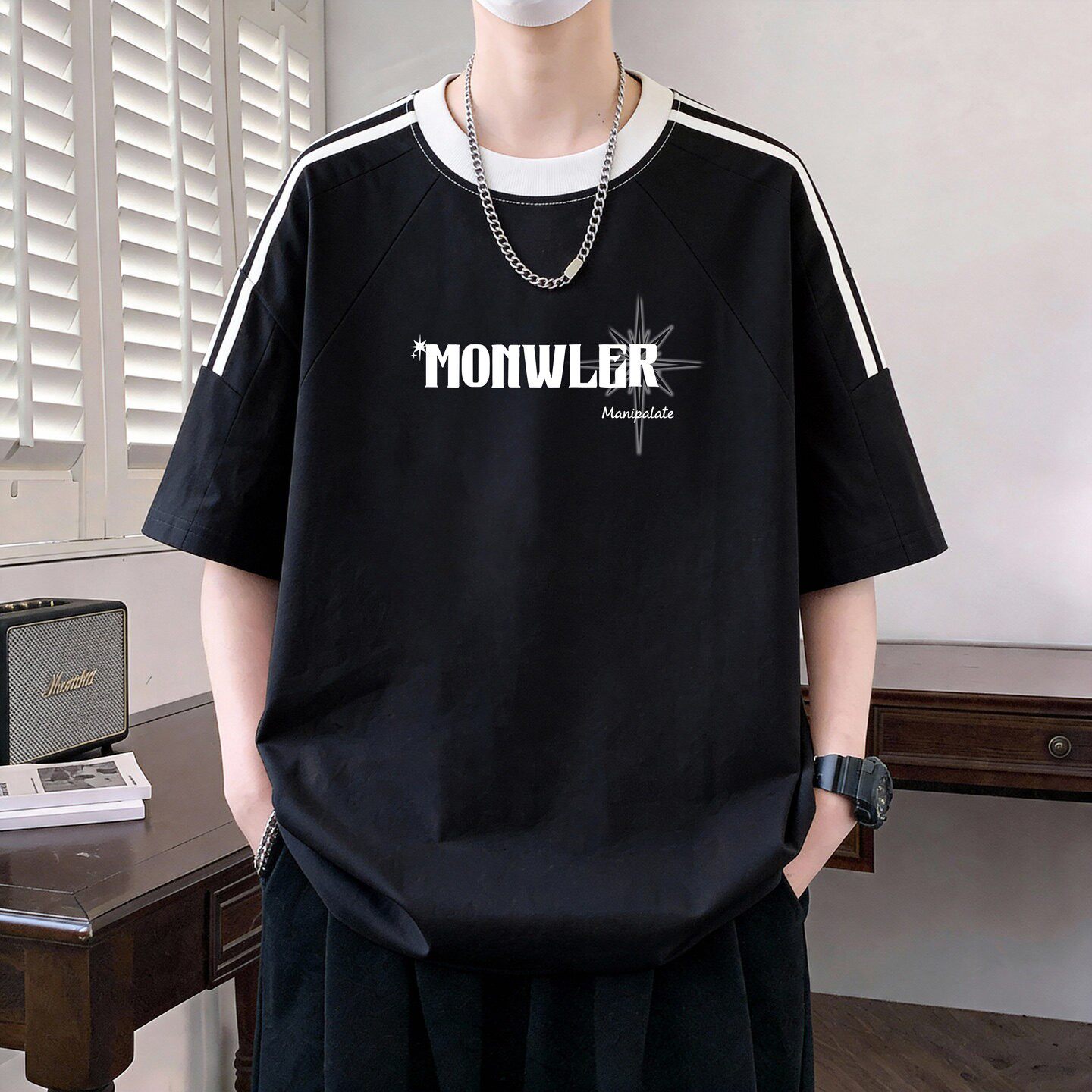 高中学生宽松运动半袖大童夏装上衣服青少年纯棉短袖t恤男孩初中