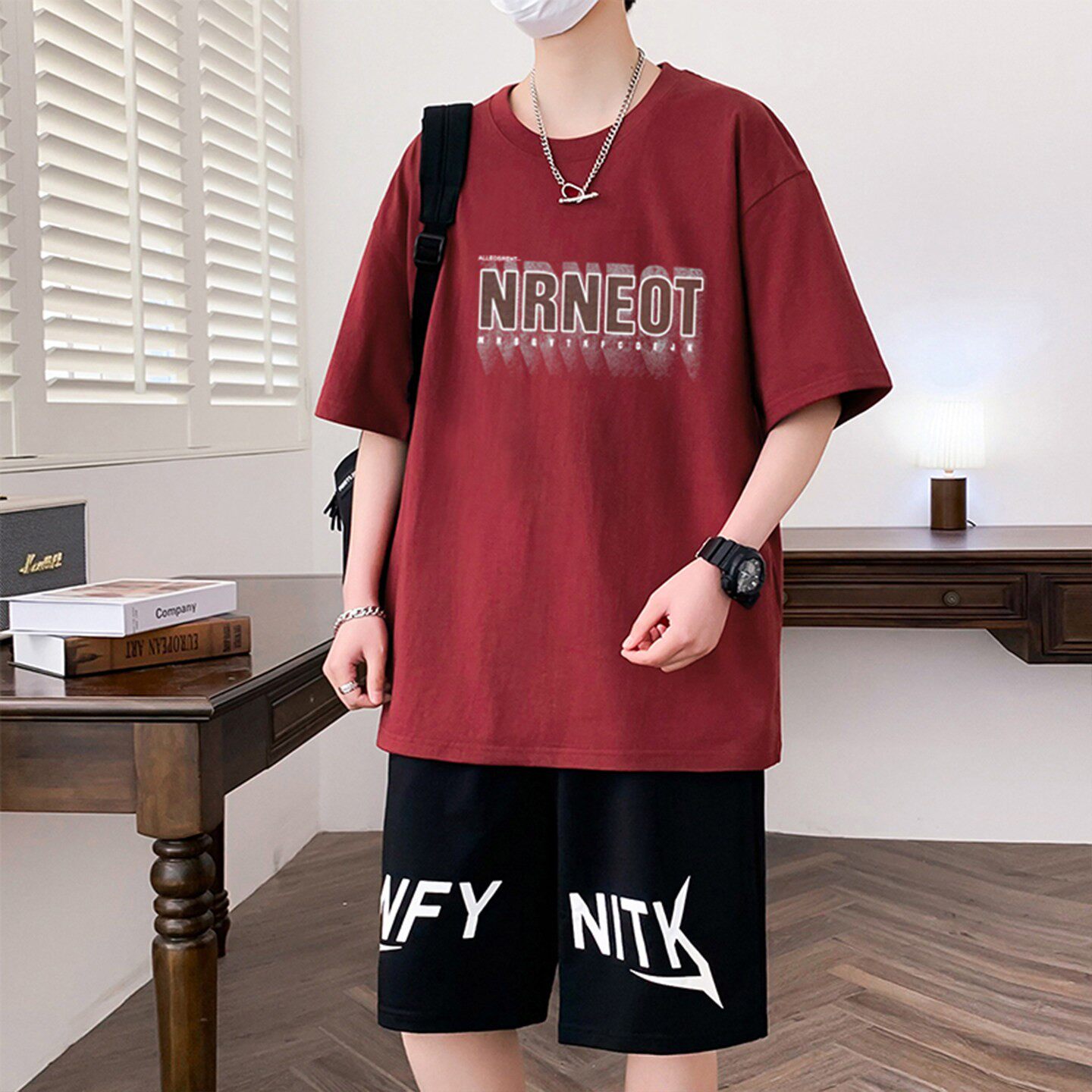 初高中学生纯棉衣服青少年帅气大童运动套装夏季新款短袖t恤男孩