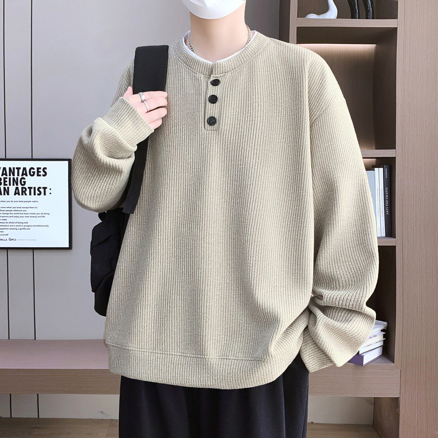 假两件卫衣男士春秋款潮牌青少年长袖T恤t打底衫高中学生宽松上衣