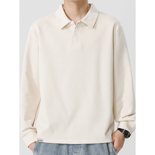 内搭打底衫 重磅长袖 纯色男款 潮牌百搭POLO衫 翻领卫衣 T恤男春秋季