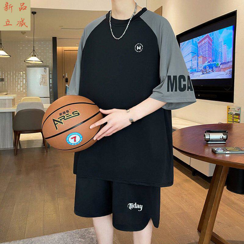 夏季冰丝速干套装男青少年初中高中学生短袖短裤大童运动篮球衣服
