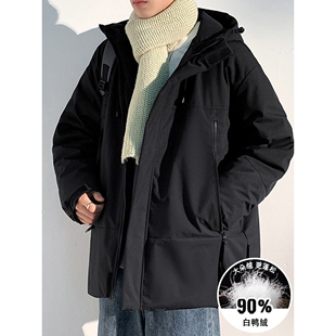 黑色羽绒服男冬季2025年新款短款保暖冬装加厚衣服青少年工装外套