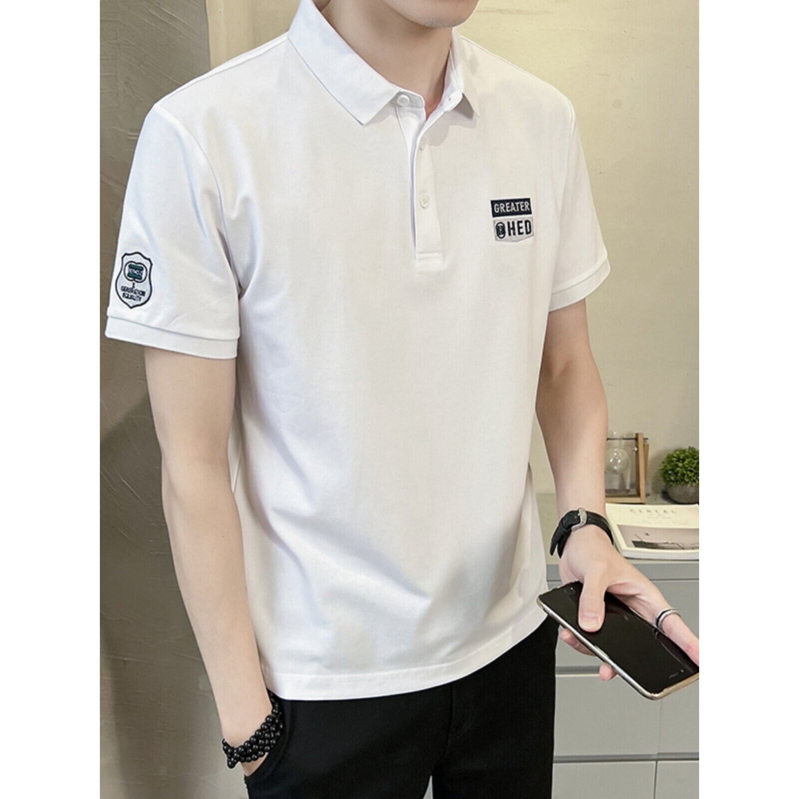 POLO衫男士珠地棉短袖2026夏季新款潮流修身冰丝翻领T恤有领男装