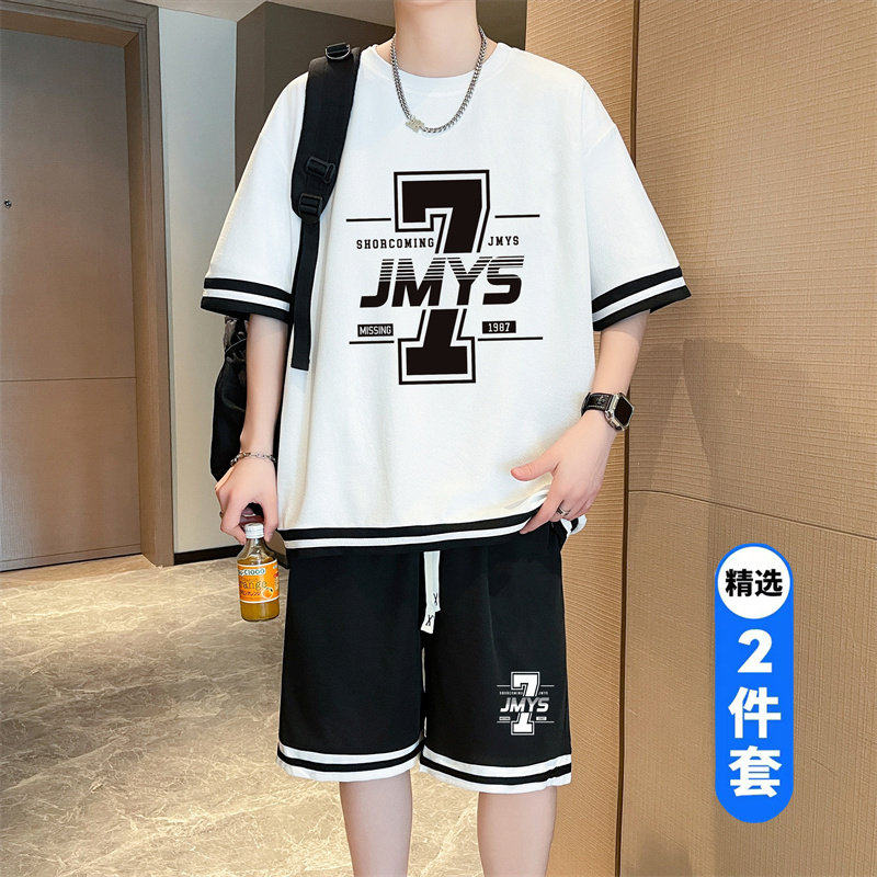 学生冰丝速干短袖t恤大童夏装青少年夏季运动套装男孩衣服初中生