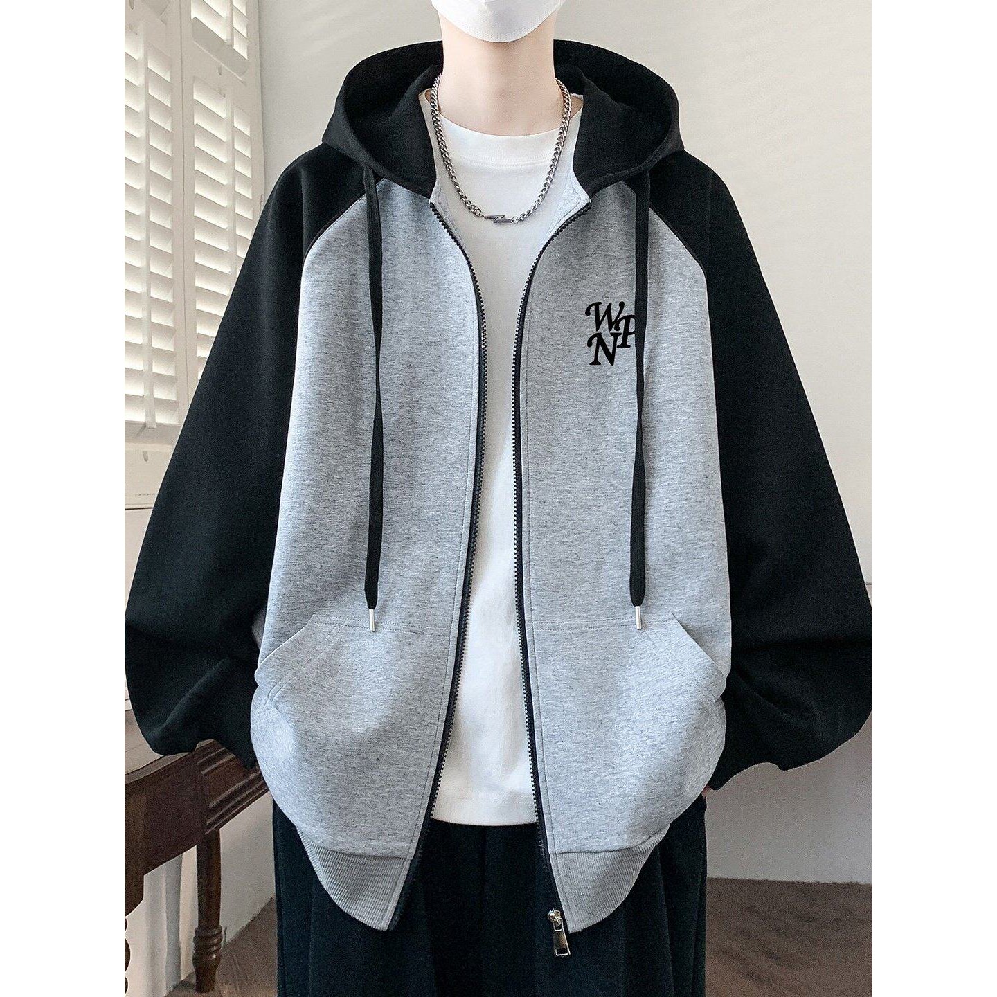 春秋款卫衣男孩初中高中学生潮流开衫外套青少年帅气大童春装上衣