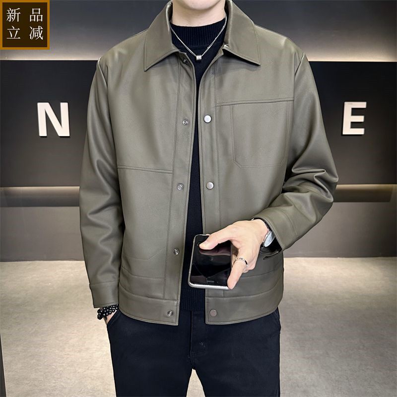 品质男士皮衣外套2026春秋季新款翻领帅气工装青年夹克百搭时尚上