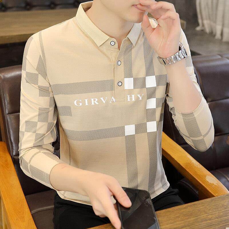中青年衬衫衣服格子pol修