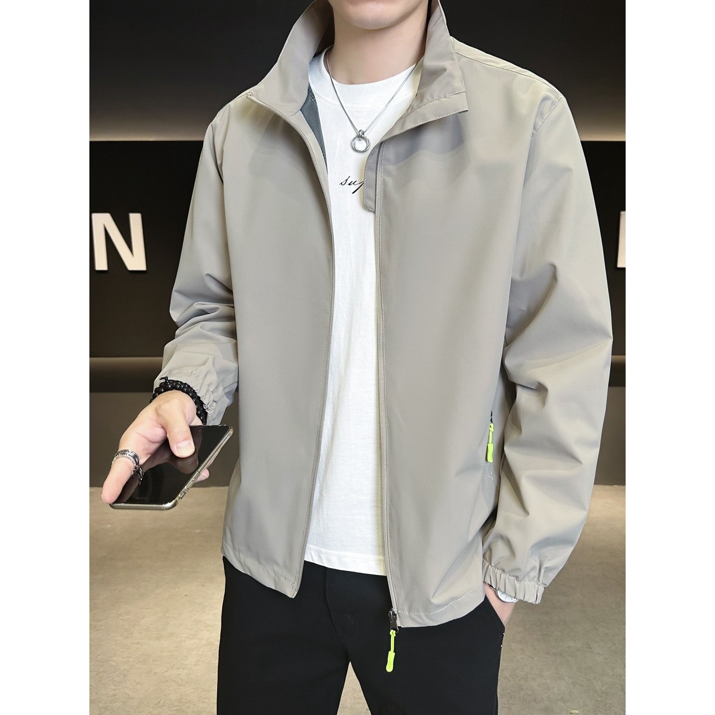 立领冲锋衣款外套男士薄款春装2026新款春秋季高端防风工装夹克男