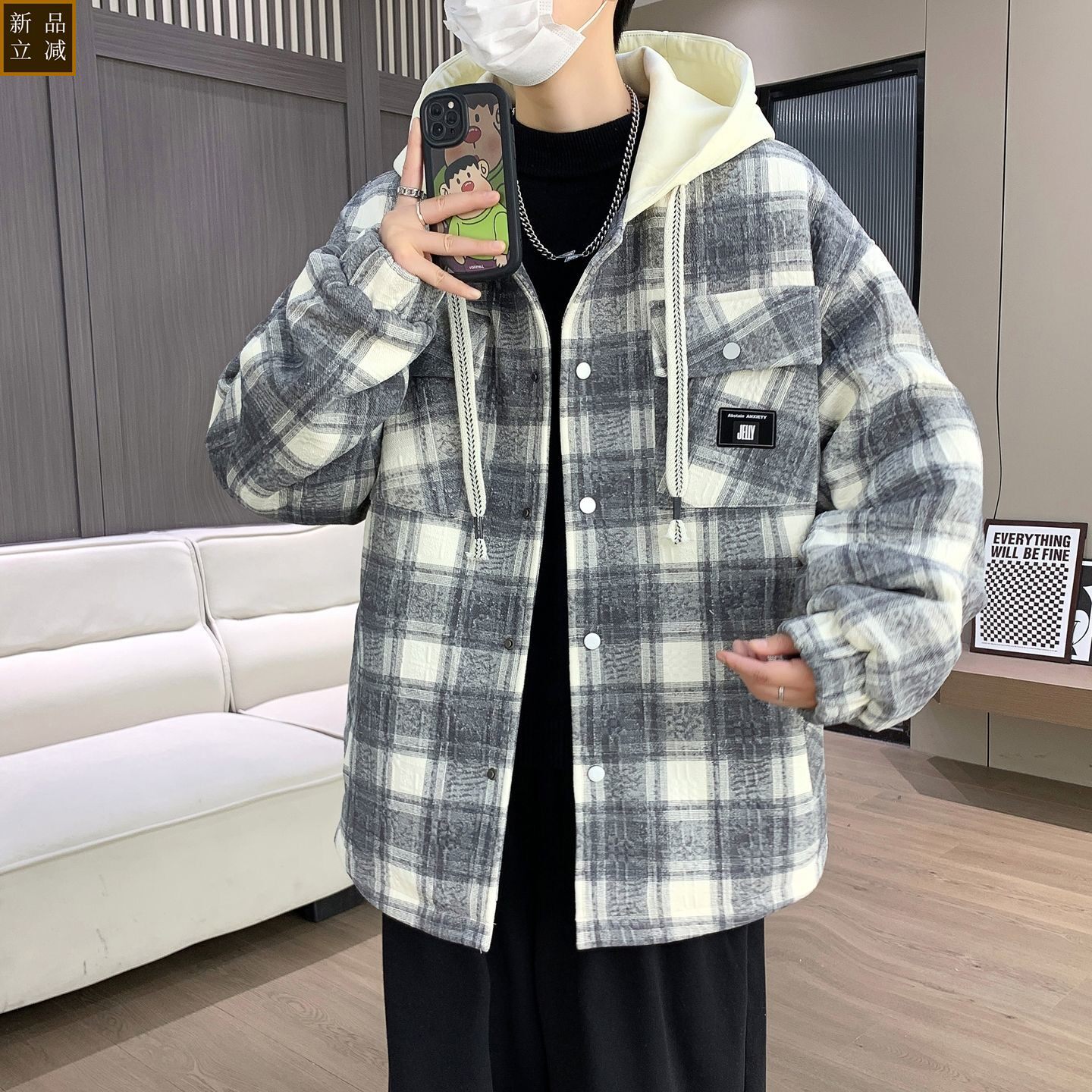品质格子青少年外套初中生男生外套男2026新款夹克帅气潮流大学生