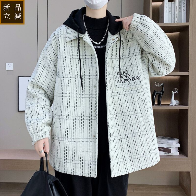 品质2025春秋季新款毛呢外套男青年学生潮流休闲连帽夹克帅气百搭