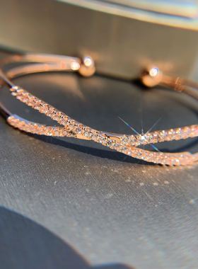 微镶莫桑石交叉情人节礼物手环