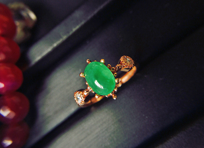 冰种蛋面无纹裂莫桑指环包邮