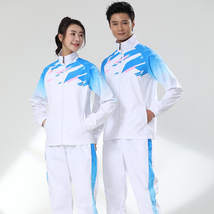 长袖羽毛球运动套装男女中国队出场服运动会武术外套乒乓领奖队服