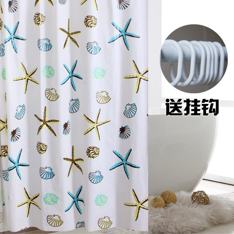 peva浴帘浴室帘淋卫生间隔断帘窗帘防水防霉海星浴帘挂帘门帘子布