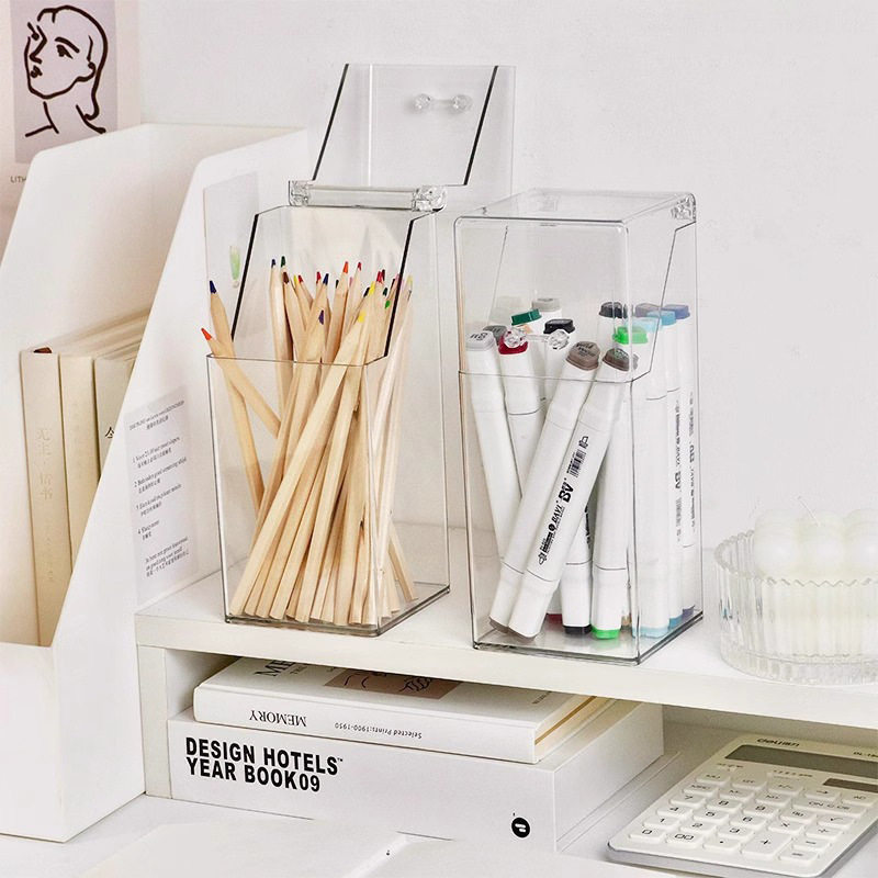 翻盖亚克力笔筒透明方形桌面小物整理盒镜柜收纳盒抽屉置物架,收纳整理,其他收纳盒,淘宝优惠券,粉丝福利购,淘宝优惠卷
