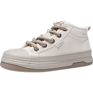 人本爆款加绒高帮帆布鞋女潮2025新款秋冬加厚棉鞋女款厚底板鞋子