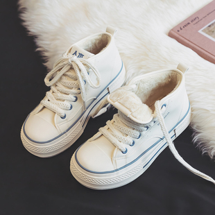 皮面加厚保暖运动学生板鞋 人本棉鞋 加绒高帮小白鞋 2025新款 女冬款