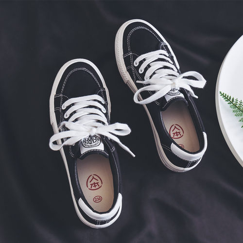 人本新款休闲平底学生球帆布鞋