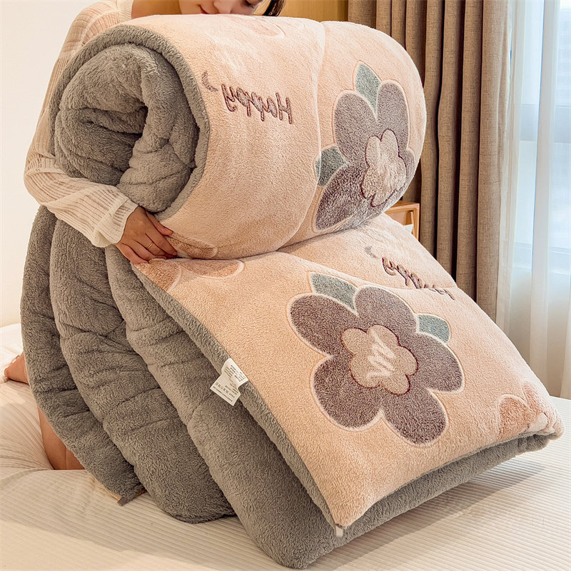 LAMBS WOOL QUILT WINTER QUILT QUILT THICKENED DOUBLE-SIDED PLUSH WARM DORMITORY SINGLE AND DOUBLE STUDENTS AUTUMN AND WINTER QUILT CORE 10 POUNDS