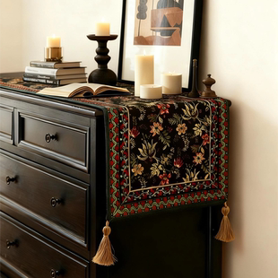 桌旗斗柜装 复古高级美式 流苏餐桌玄关电视柜新中式 英伦欧式 饰 法式