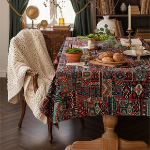 美式餐桌布欧式布艺民族复古风喜庆奢华高级感加厚提花桌布长方形