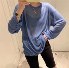 宽松纯色百搭微透薄款 T恤女防晒衣面膜衣潮 长袖 新款 2019夏季 韩版