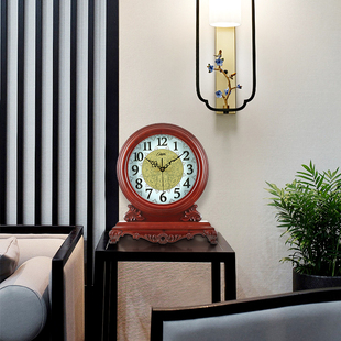 康巴丝大号新中式实木客厅座钟复古时钟静音台式座钟桌面钟表1288