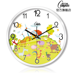 康巴丝儿童房钟表挂钟客厅卧室静音扫描金属时尚 石英钟壁钟105
