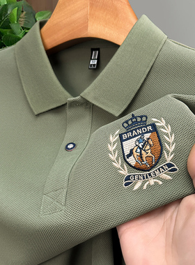 啄木鸟新款男士短袖T恤纯棉刺绣翻领POLO衫夏季休闲半袖大码上衣