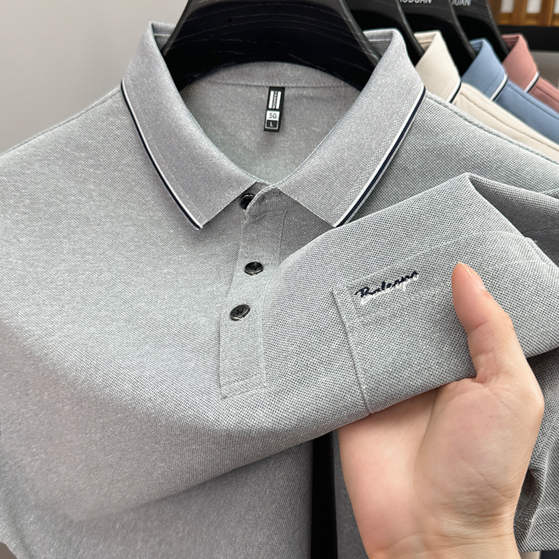 中年男士短袖POLO衫休闲翻领T恤