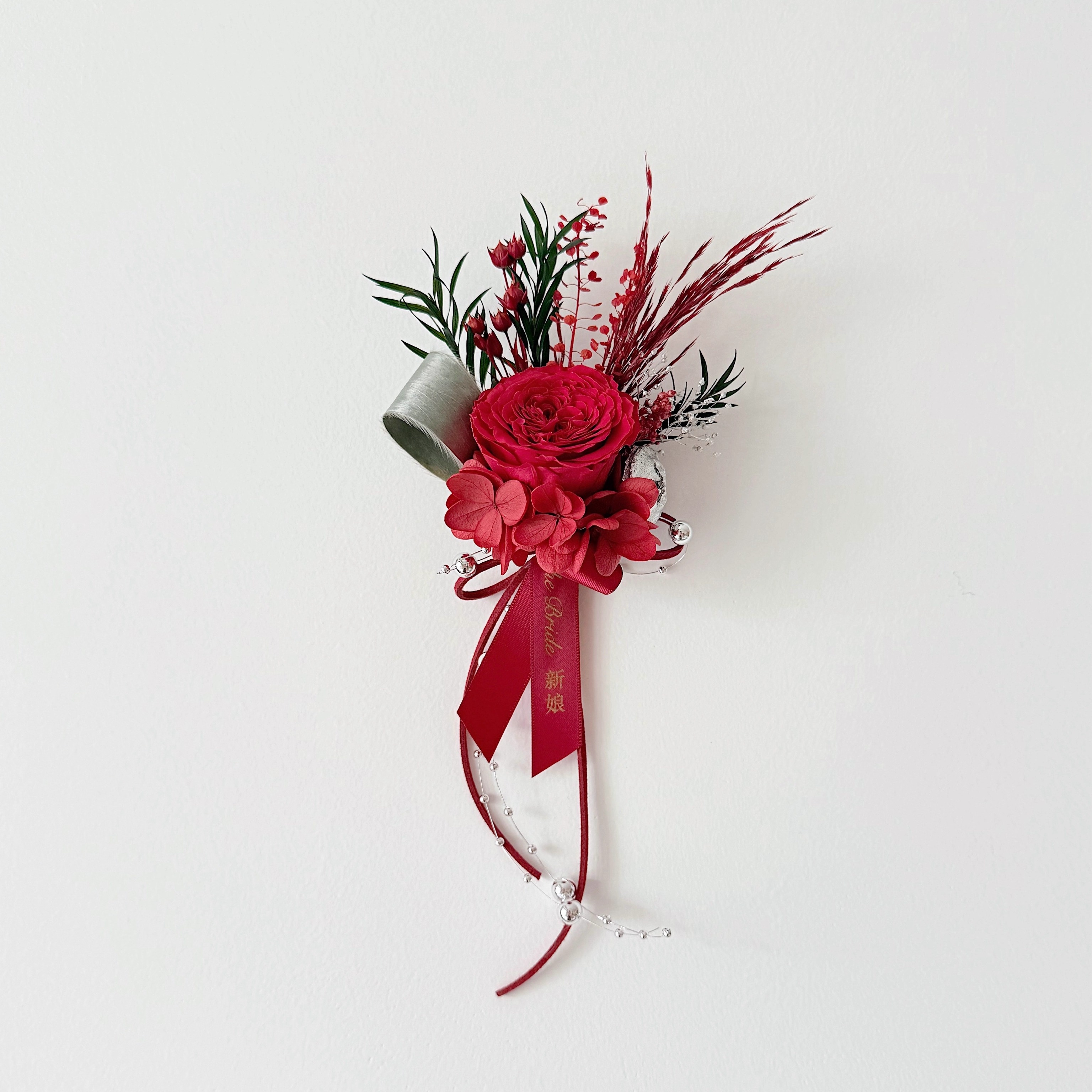 新郎胸花高级感新娘手腕花红色