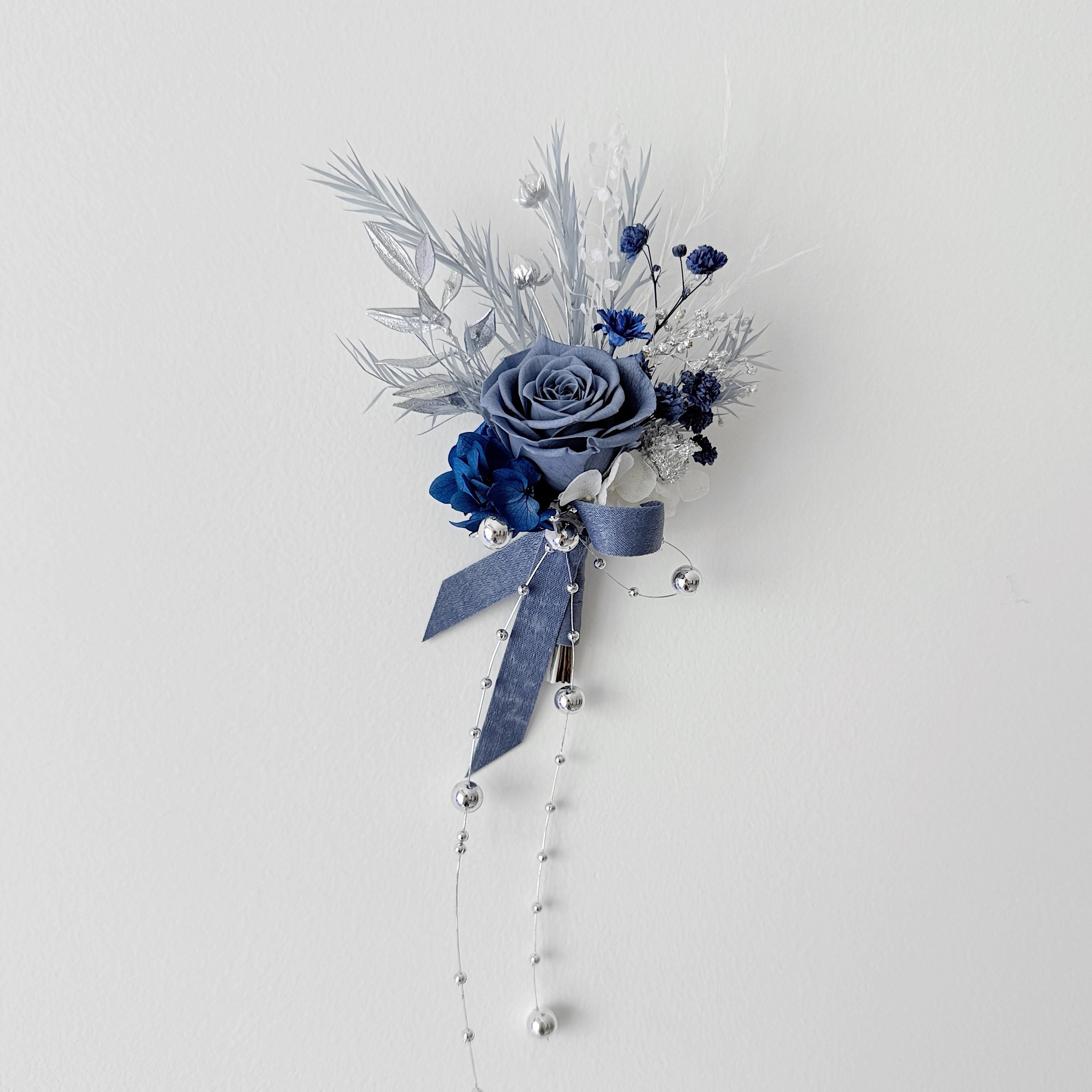 原創設計永生花藍色系胸花手腕花