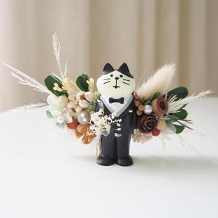 想象STUDIO猫咪新郎新娘结婚胸花手腕花可爱永生花胸针小众襟花