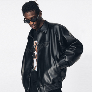 加厚飞行员PU皮黑色夹克 机车皮衣外套男冬季 ANTIDOTE SNAKEALAB