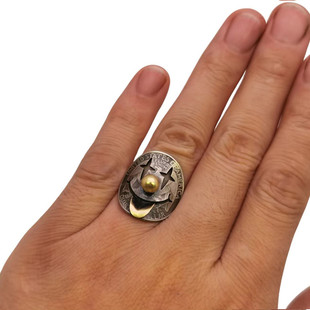 手工美国25美分硬币戒指霸气小丑情侣戒指对戒男女尾戒个性方巾扣