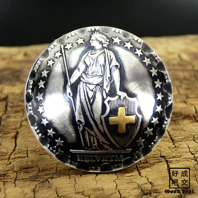 手工定制复古27mm银币硬币财布扣