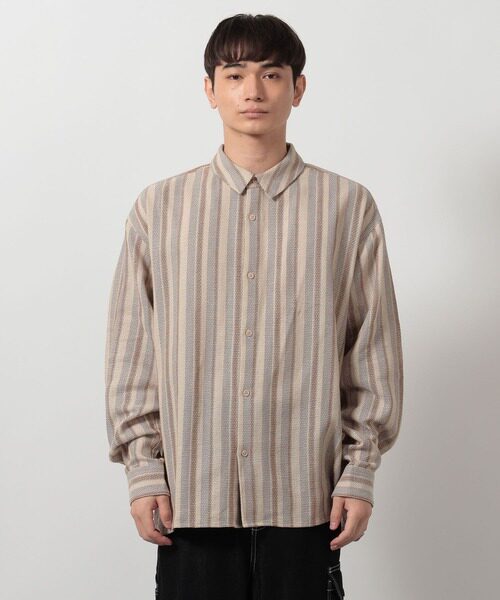 外贸LK原单尾货男款春秋新款时尚百搭宽松显瘦长袖条纹衬衫