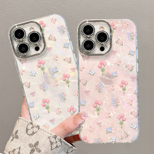 郁金香适用苹果16promax个性15全新14手机壳iPhone13电镀11创意