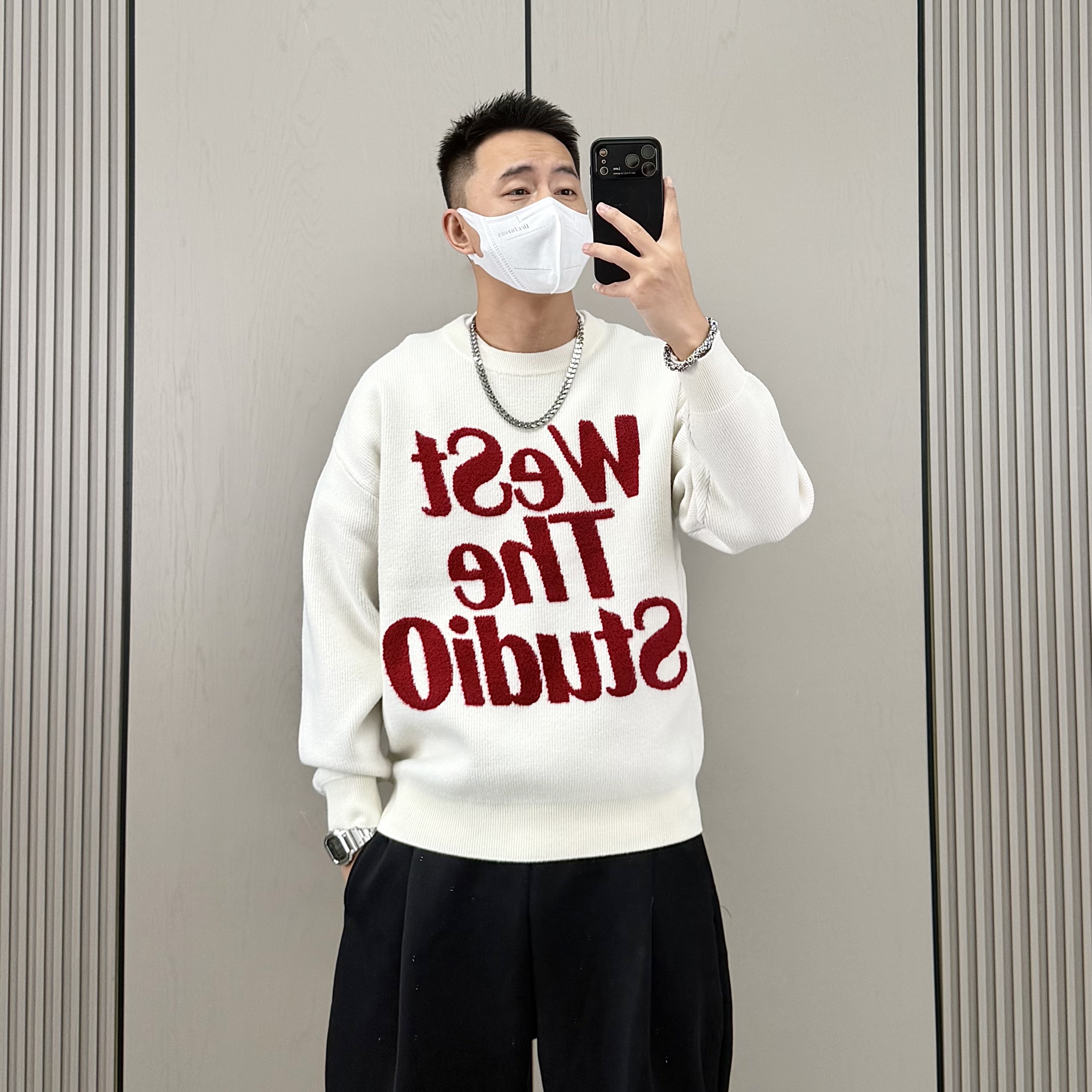 新年圣诞本命年红色毛衣男