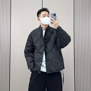 梅一天日系复古两面穿轻薄款 休闲宽松保暖外套 菱形格羽绒服男冬季