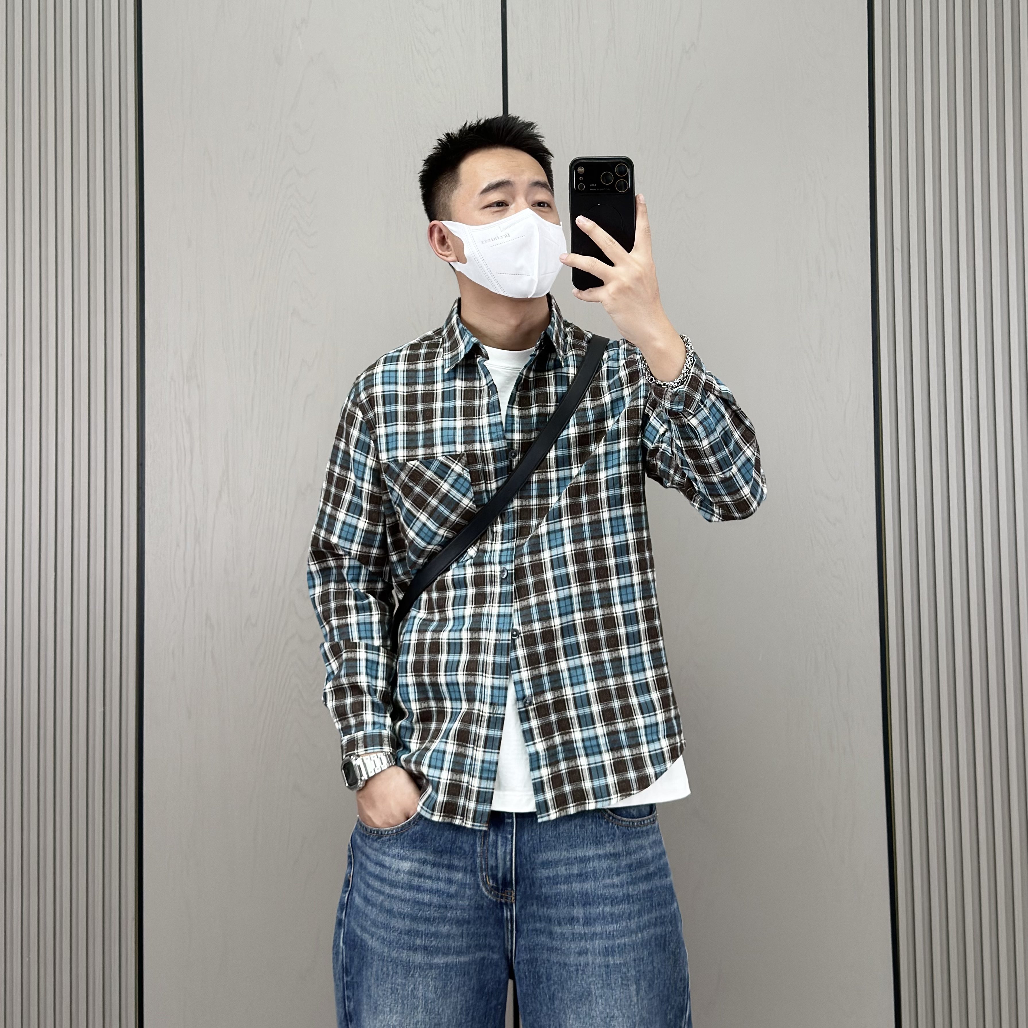 梅一天美式复古格子长袖衬衫男26春秋新款休闲潮流百搭衬衣外套男,男装,衬衫,淘宝优惠券,粉丝福利购,淘宝优惠卷