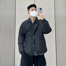 梅一天日系拼接设计感翻领轻薄羽绒服男冬季潮流百搭休闲保暖外套