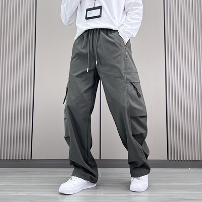 美式复古大口袋抽绳工装裤男