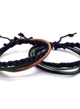 原创蜡线 编织手绳简约多层手工编织手链手绳男女手绳两色